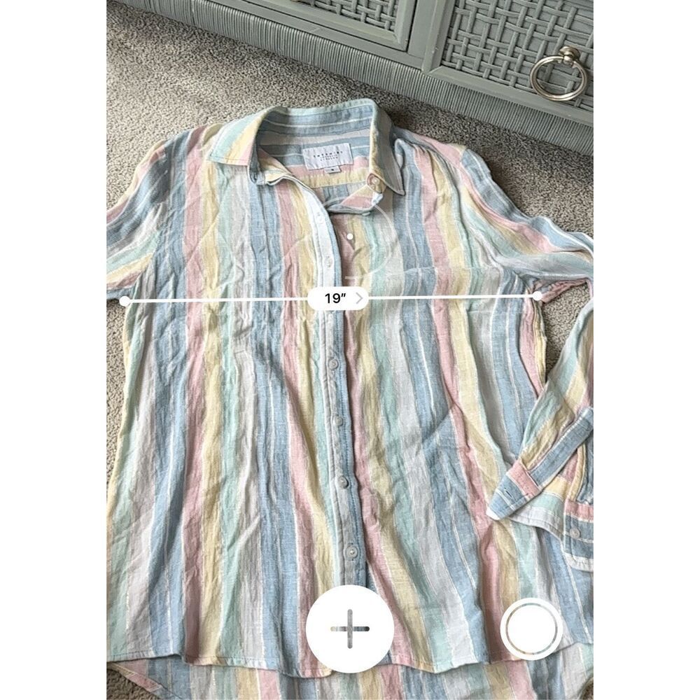 NWOT The Shirt by Rochelle Behrens boyfriend linen blend shirt Med $178 A51 - Picture 9 of 9